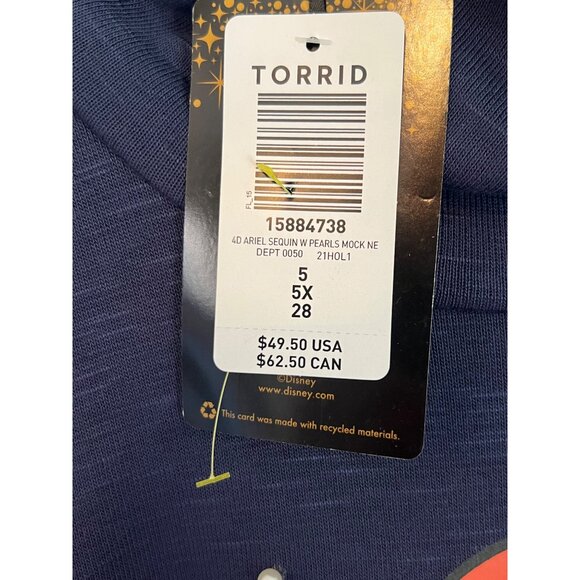 Torrid Disney Princess Little Mermaid Ariel Knit Long Sleeve Tunic Size 5X NWT - Picture 6 of 10